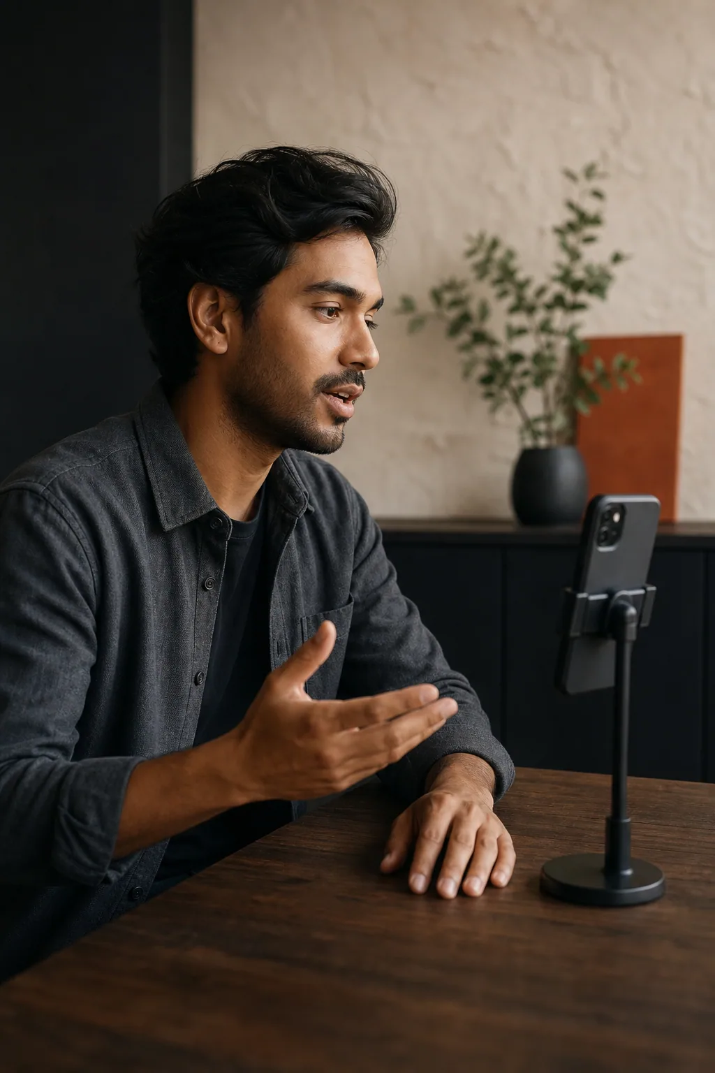 A vertical phone recording a professional giving a short answer