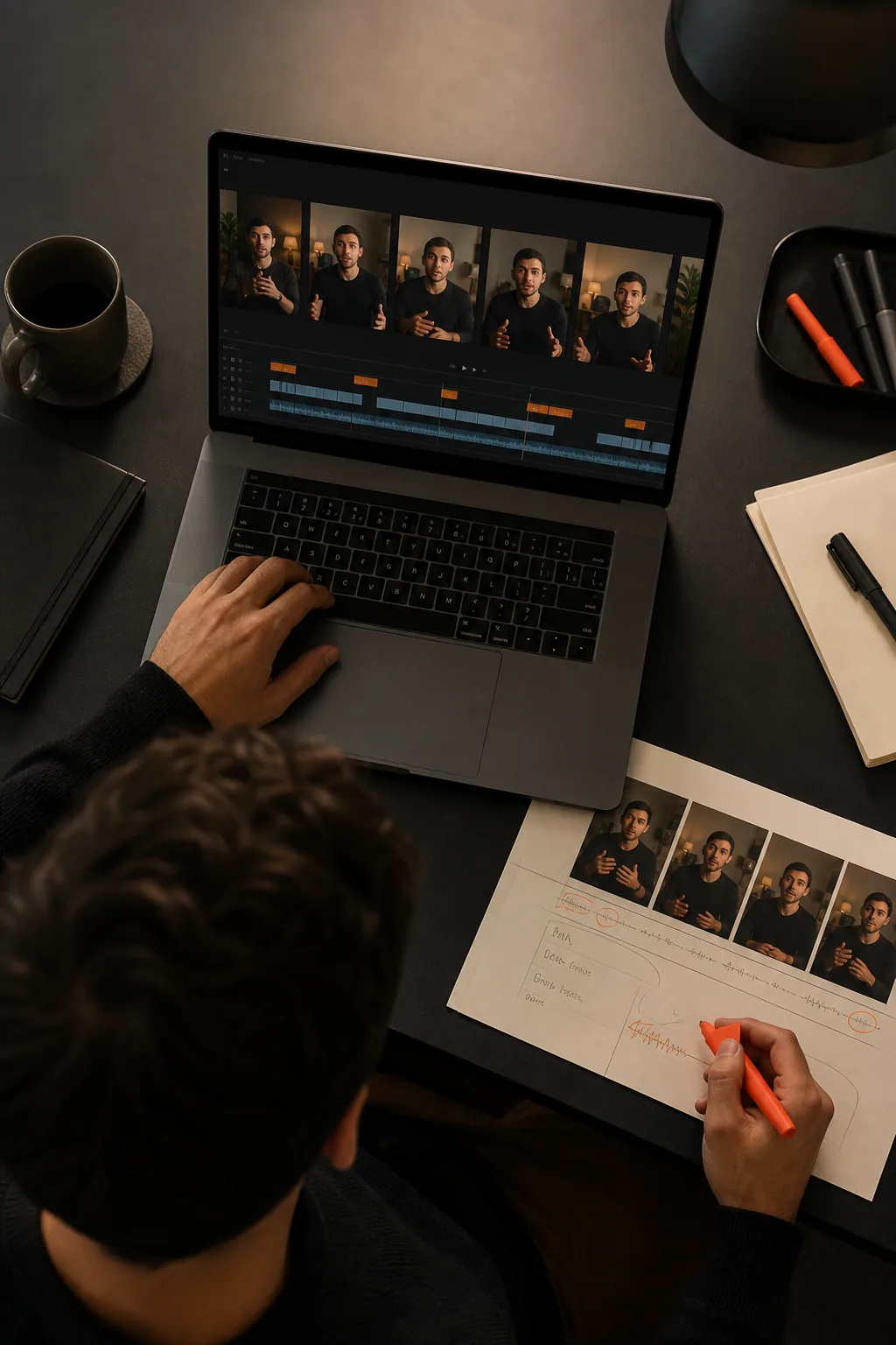 Three different talking-head clips being prepared as one social series
